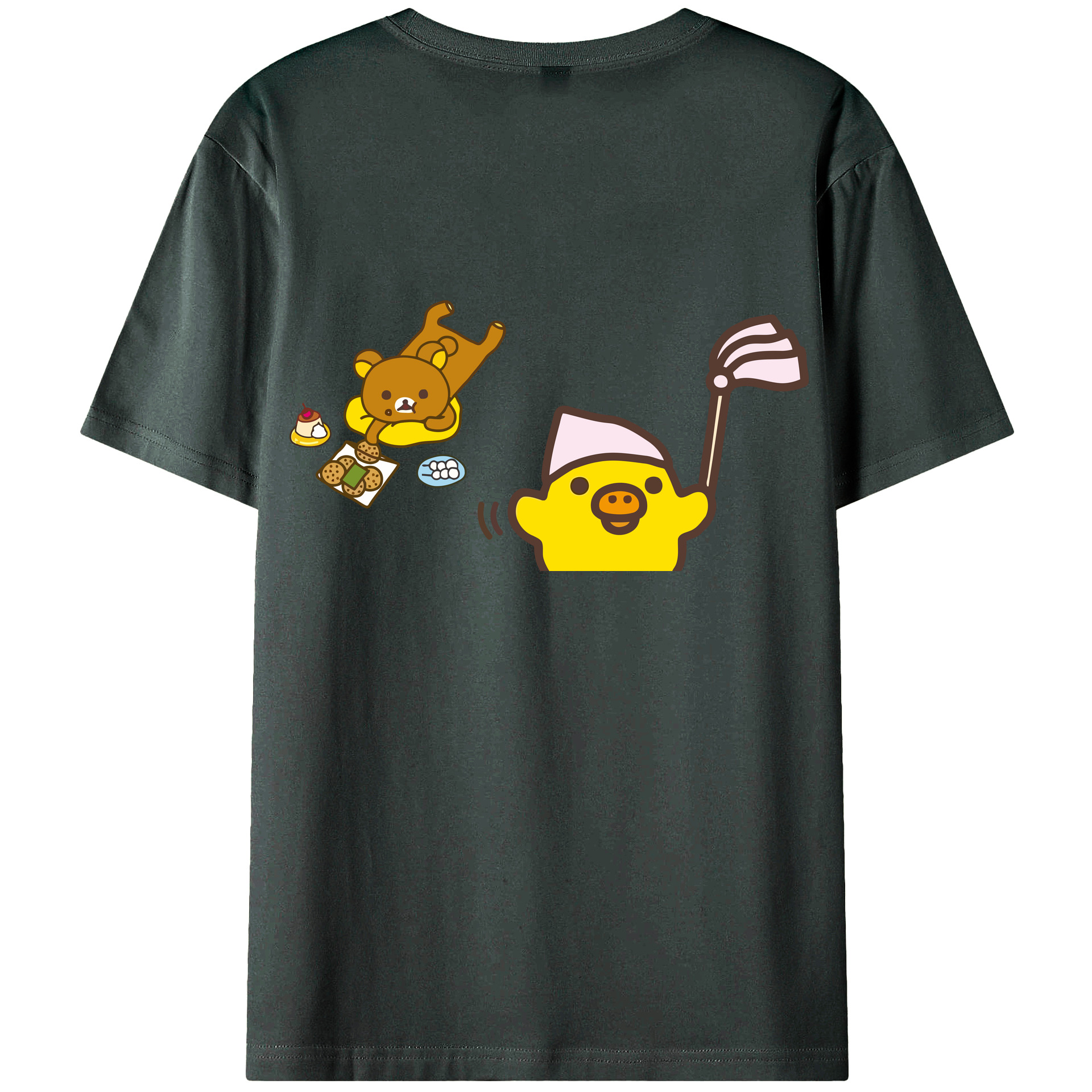 （画像用） リラックマ リラックマ キイロイトリ Rilakkuma Korilakkuma Kiiroitori 綿100％ メンズ半袖Tシャツ（バックプリント） 通気性
